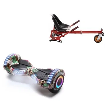 6.5 inch Hoverboard with Suspensions Hoverkart, Transformers SkullColor PRO, Extended Range and Red Seat with Double Suspension Set, Smart Balance