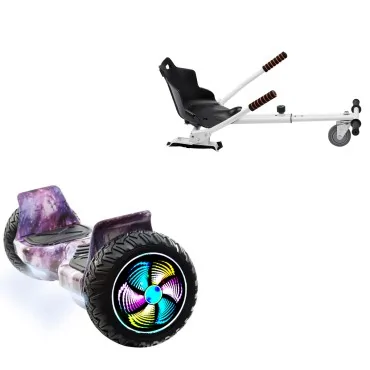 8.5 inch Hoverboard with Standard Hoverkart, Hummer Galaxy PRO, Extended Range and White Ergonomic Seat, Smart Balance